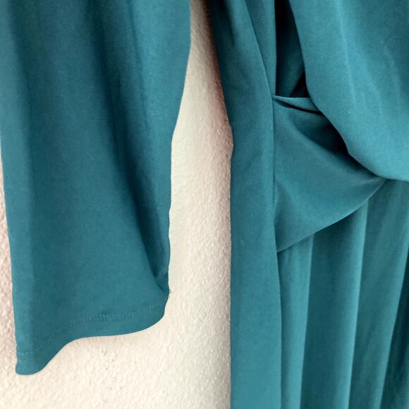 Eliza J Faux Wrap Ruched Jersey Sheath Dress - Green - 6 - Picture 2 of 9